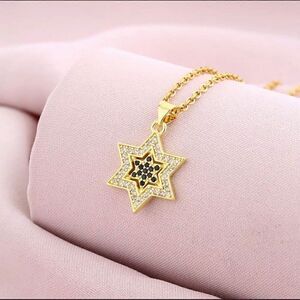 Trendy Magen David Star Pendant Necklace Israel Jewish Stainless Steel Chain Sta